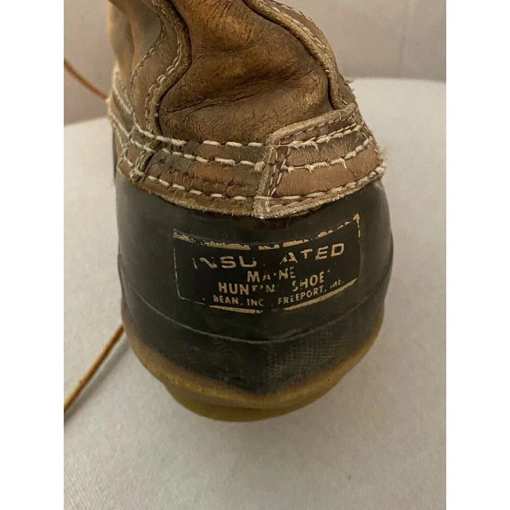 Vintage LL BEAN Waterproof Maine Hunting Boots Mens Size 10 Leather USA made